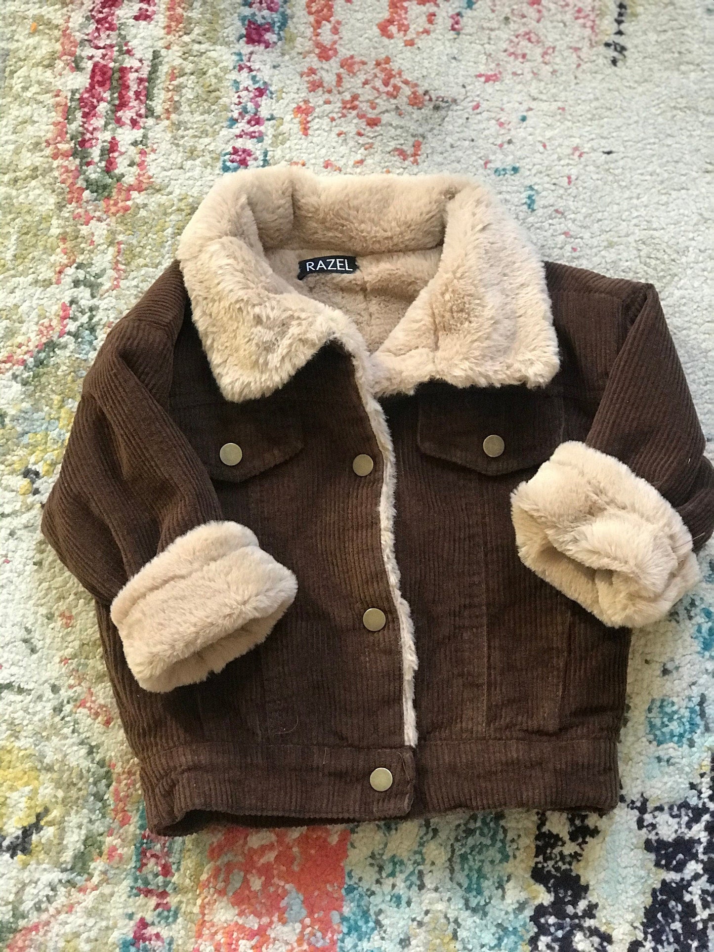 Retro Western Kids Corduroy Sherpa Jacket β Vintage Cowboy/Cowgirl Coat for Boys & Girls