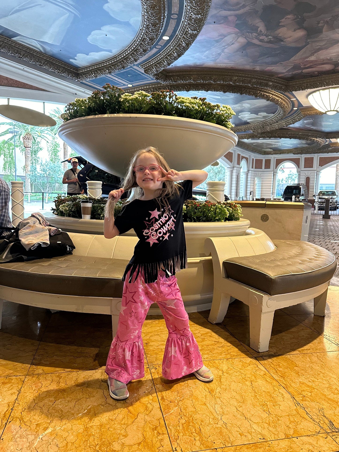 Cosmic Cowgirl Bell Bottom Outfit, Pink Star Bell Bottoms