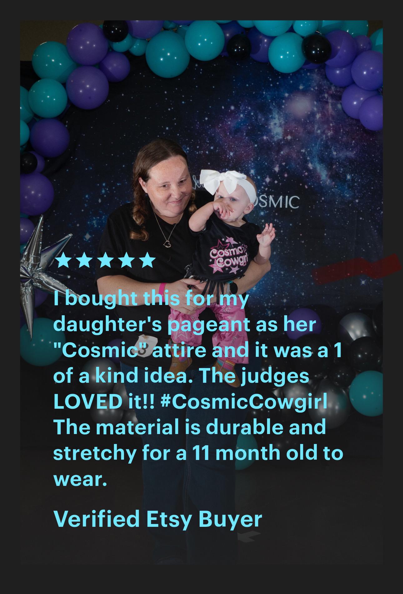 Cosmic Cowgirl Bell Bottom Outfit, Pink Star Bell Bottoms
