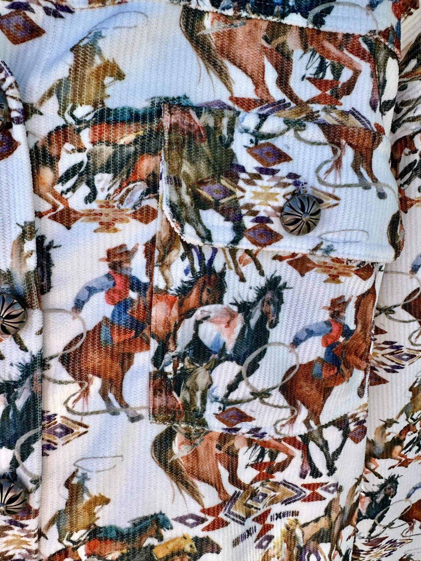 Womens Cowboy Shirt, Vintage Cowboy Shirt, Women's WESTERN CORDUROY, Cowgirl Button Up Shirt, Cowboy Print Shirt,