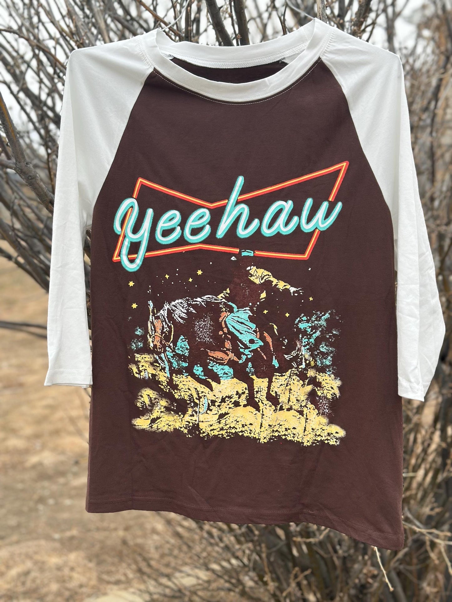YEEHAW Shirt Women, Cowgirl Raglan Shirt
