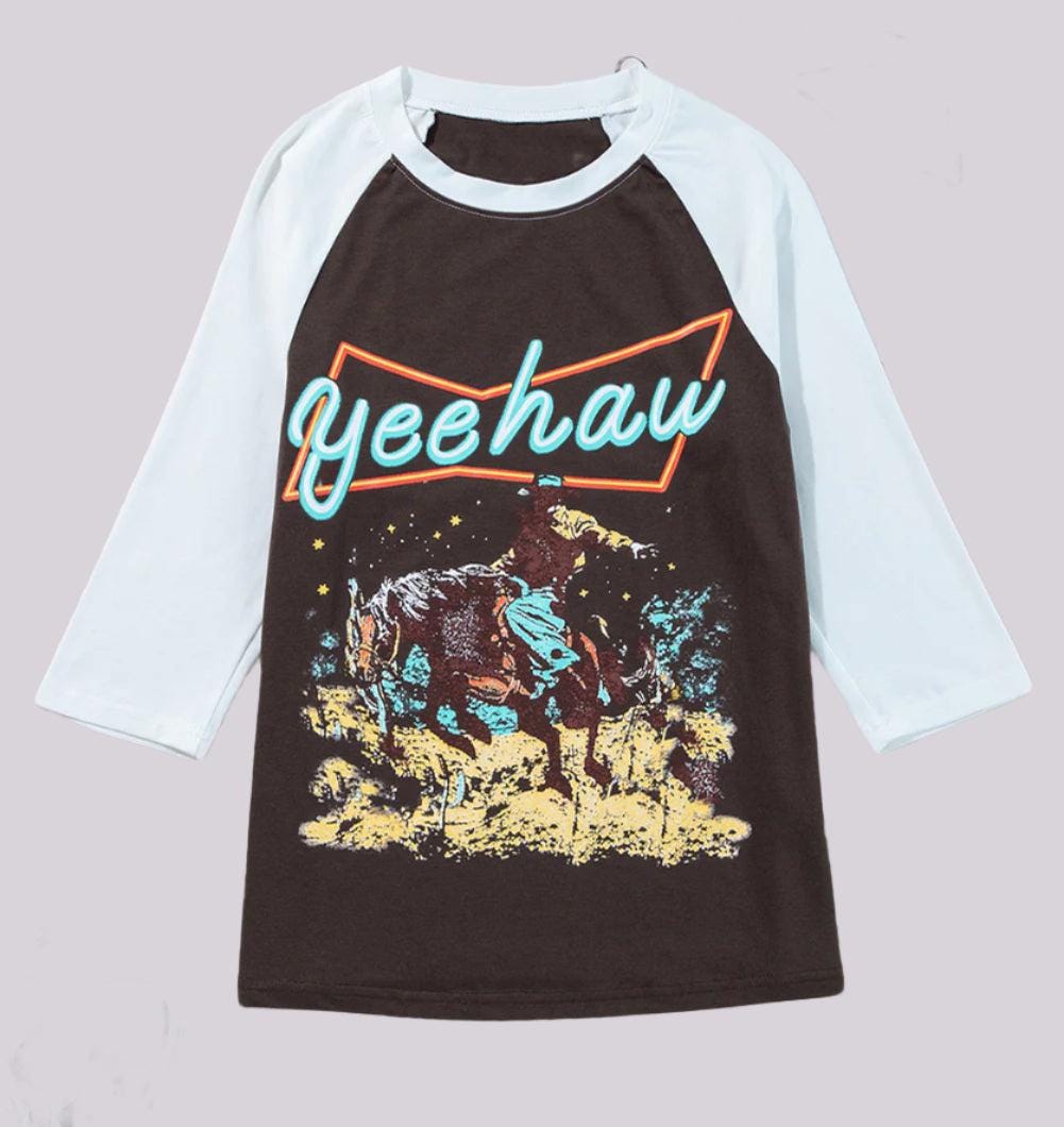 YEEHAW Shirt Women, Cowgirl Raglan Shirt