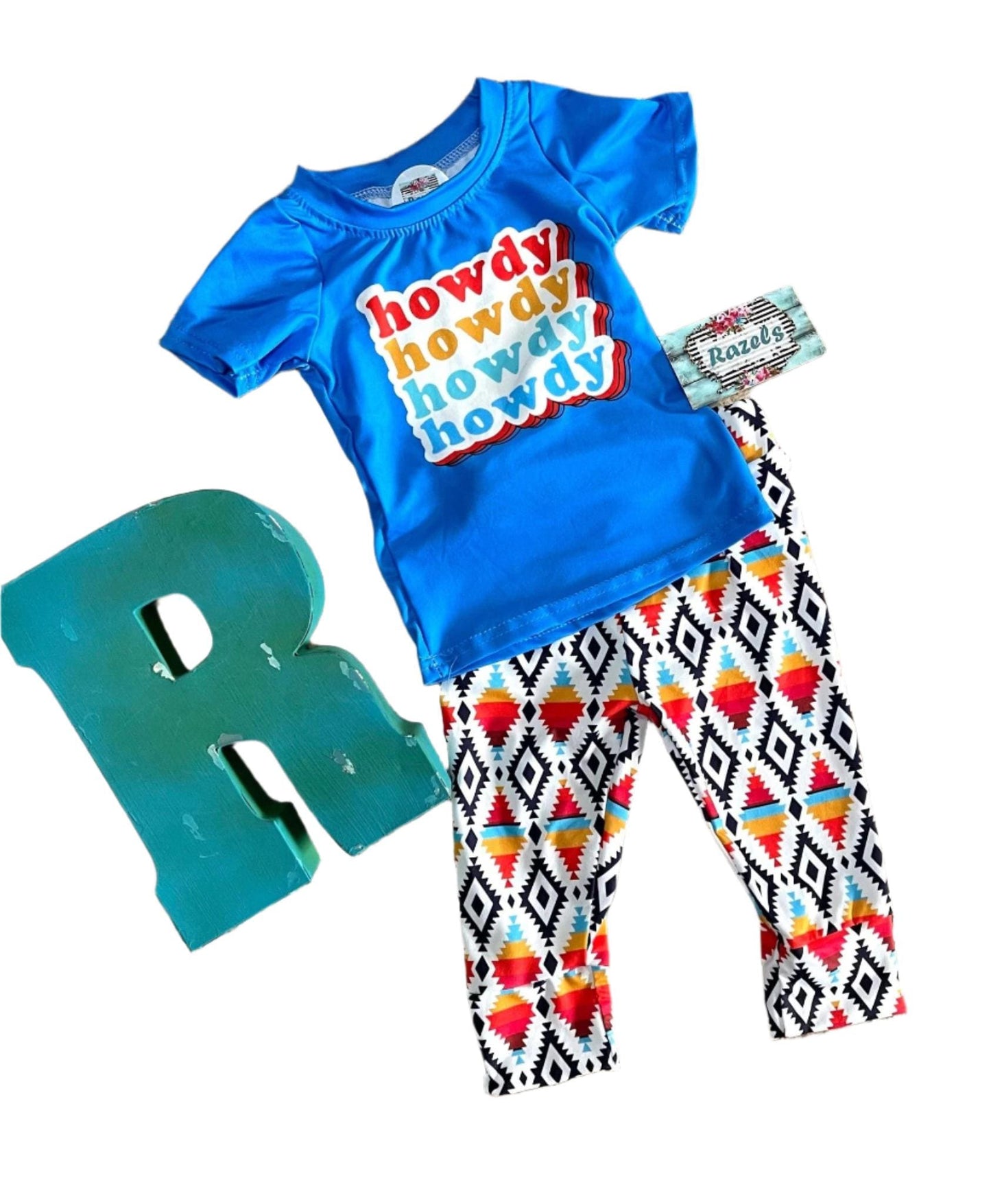 Kids Aztec Pants & Howdy T-Shirt, Retro Howdy