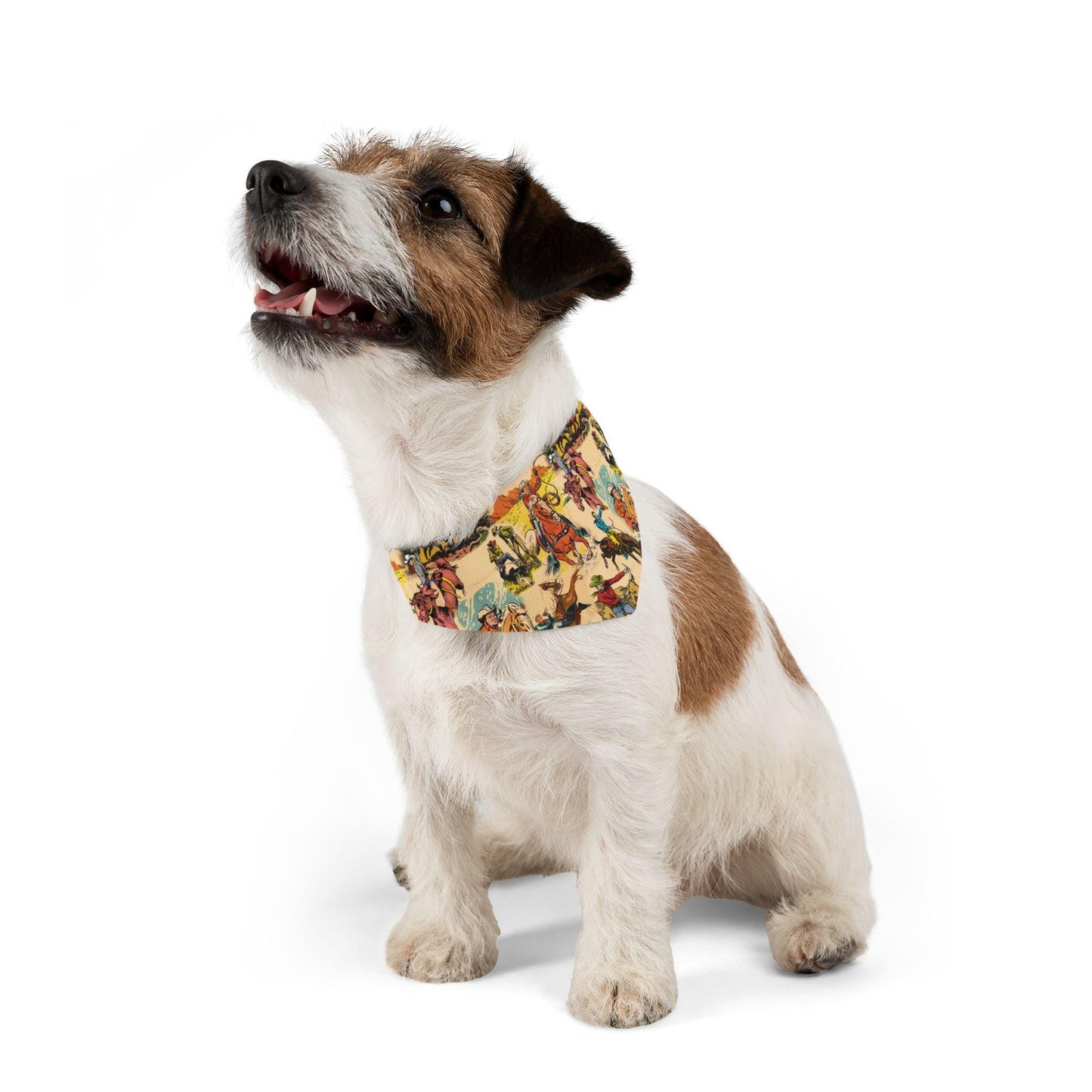Cowboy Dog Bandana Vintage Western Print Pet Scarf, Durable Cotton Bandana for Dogs