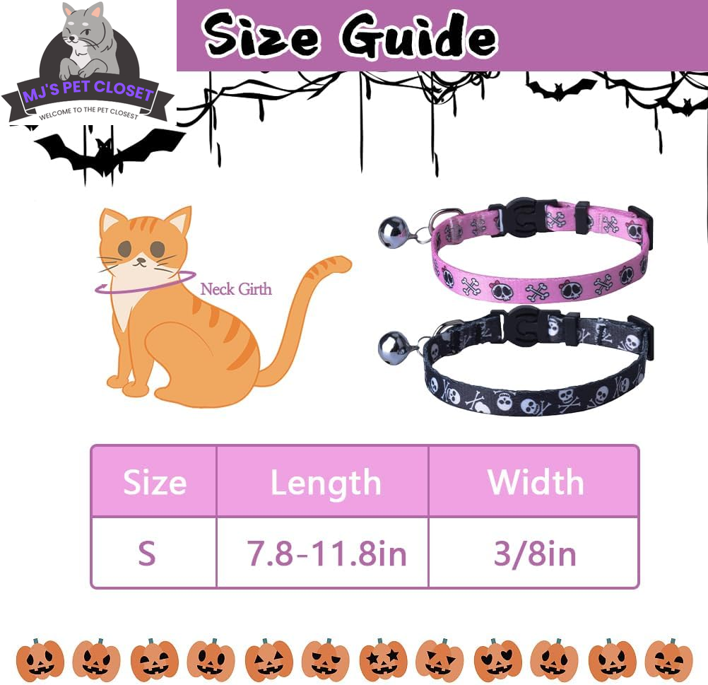 Cute & Stylish Breakaway Cat Collars! πΎπ 2-pack in Pink & Black Skull Design, Perfect for Your Fashionable Feline! ππ±