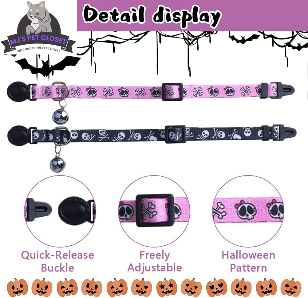 Cute & Stylish Breakaway Cat Collars! πΎπ 2-pack in Pink & Black Skull Design, Perfect for Your Fashionable Feline! ππ±