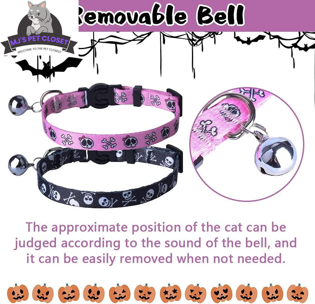 Cute & Stylish Breakaway Cat Collars! πΎπ 2-pack in Pink & Black Skull Design, Perfect for Your Fashionable Feline! ππ±