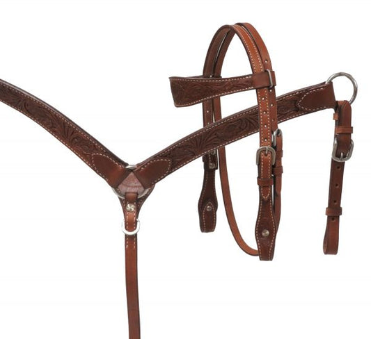 Showman MINI floral tooled headstall and breast collar set 13612