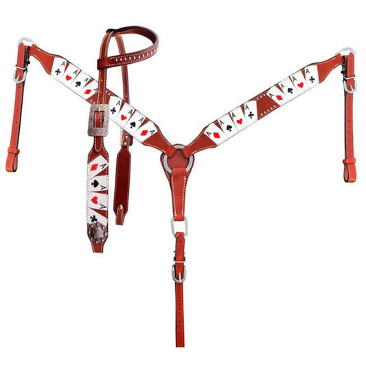 Showman "Four of A Kind" Painted One Ear Headstall and Breastcollar Set 14637
