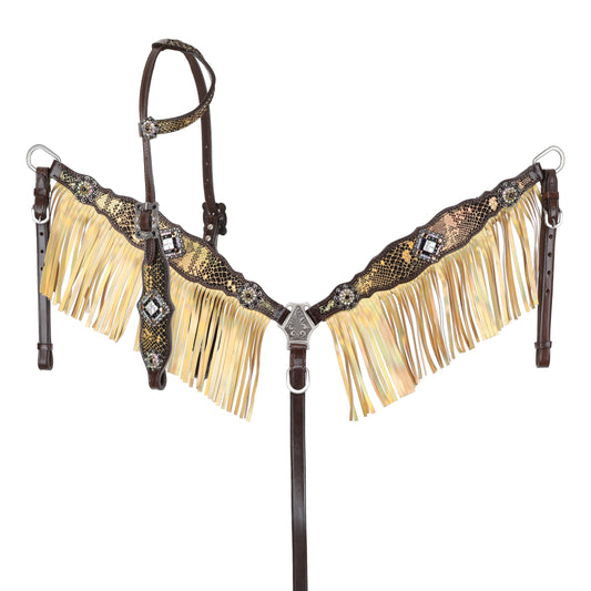 Showman Limited Edition Anaconda Shimmer One Ear Headstall and Breastcollar Set 14965L