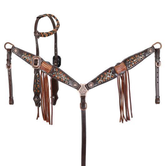 Showman Limited Edition Western Stitch One Ear Headstall and Breastcollar Set 15043L