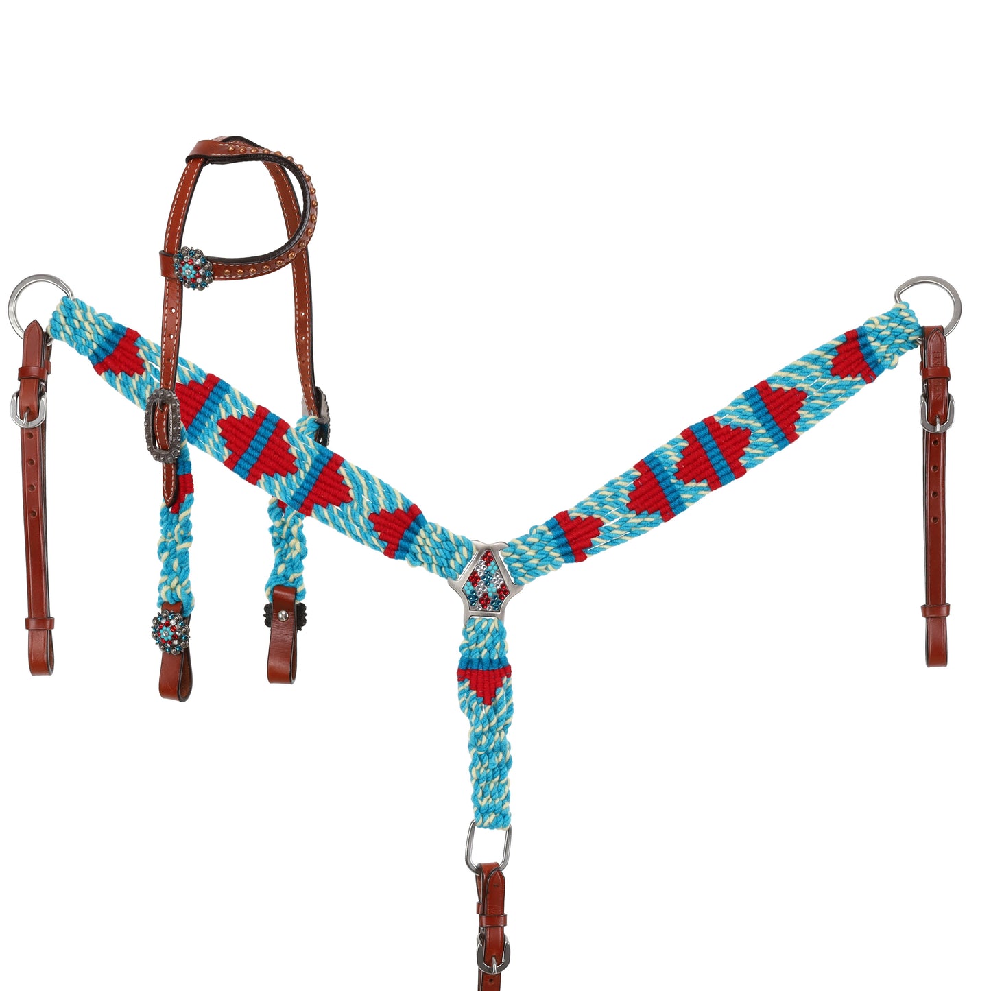 Showman Fire and Ice Mohair One Ear Headstall and Breastcollar Set 15053