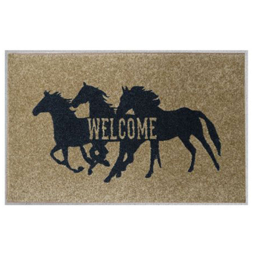 27" x 18" Running horses Welcome mat 1535