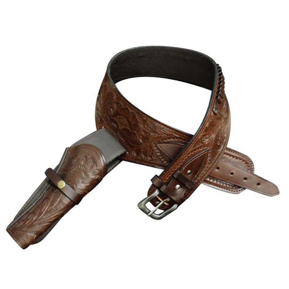 Showman 22 Caliber Medium Oil Tooled Leather Western Gun Belt with Holster 175961