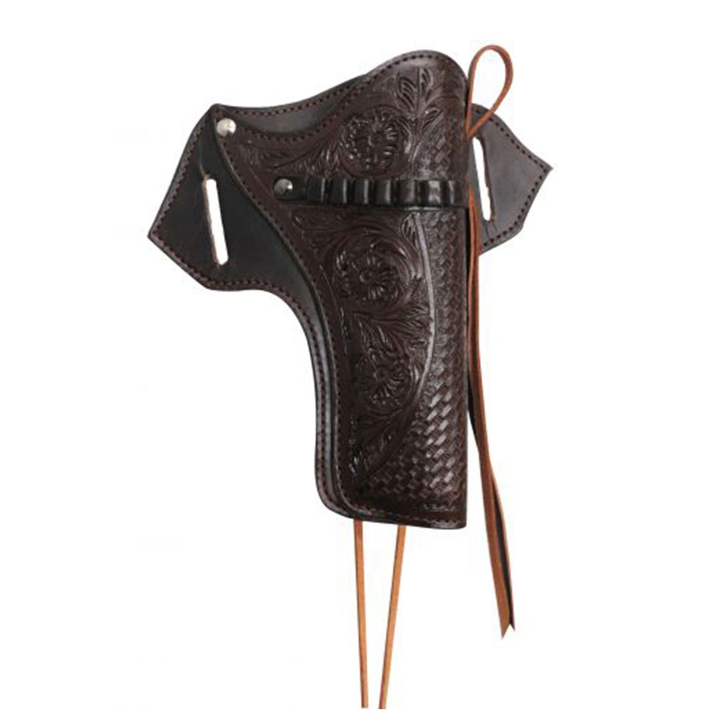 Showman 22 Caliber dark oil gun holster with basket and floral tooling 176141-C22