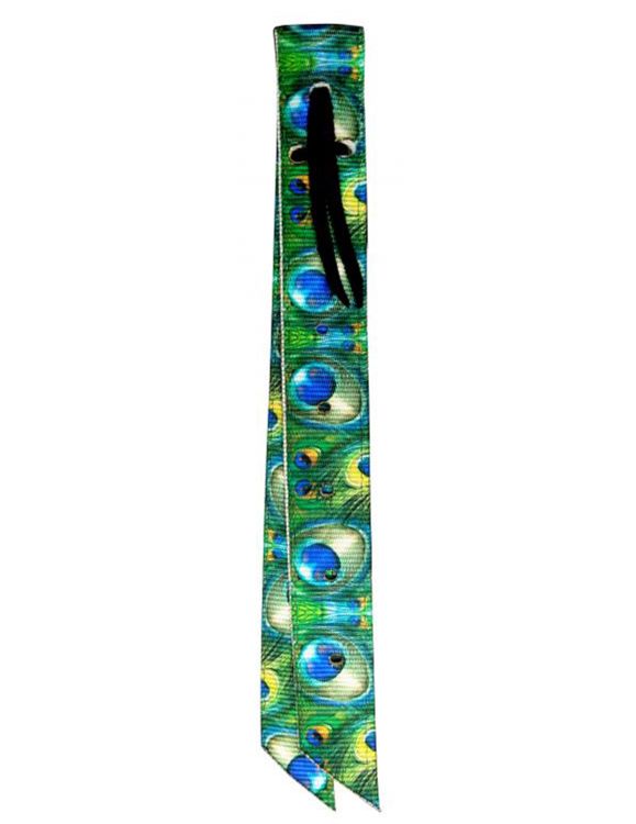 Showman Premium Quality Peacock Print Billet and Tie Strap Set