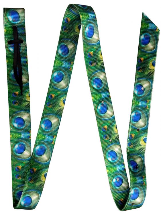 Showman Premium Quality Peacock Print Billet and Tie Strap Set