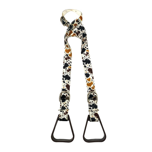 Showman Heavy Duty Nylon Adjustable Buddy Stirrups with Cowprint Design 177906