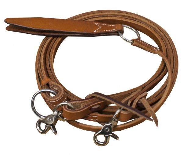 Showman Argentina cow leather romal reins with leather popper 19059