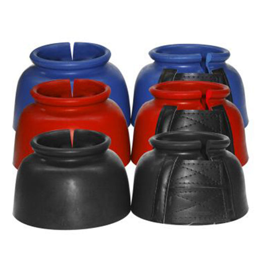 Showman Rubber Bell Boots with Double Velcro Closure 24277