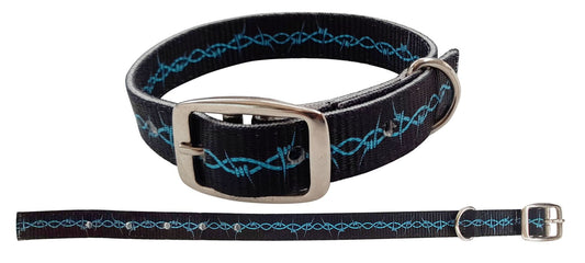 Showman Couture Black with Barbwire design nylon dog collar 27512