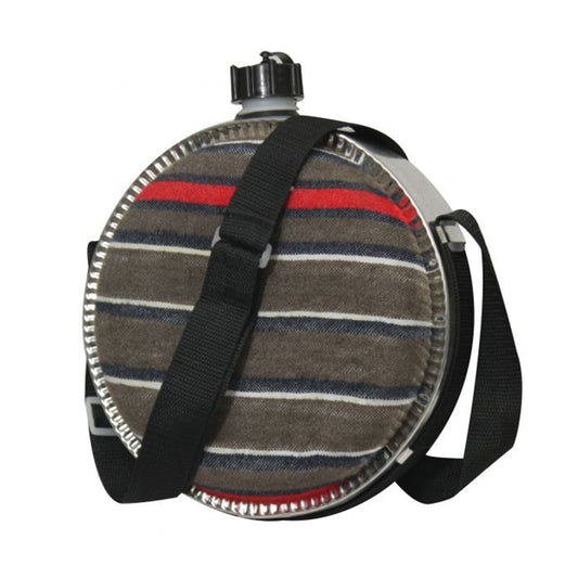 Showman 4 qt leak proof metal bound blanket covered canteen with lid and nylon strap carrier 35001