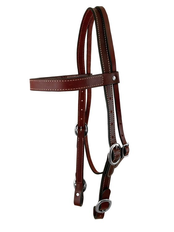 Showman Argentina Cow Leather double stitched draft horse size headstall 5025