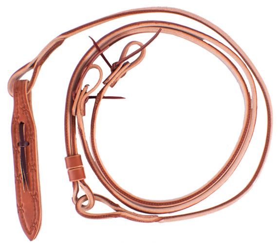 Harness Leather Romal Reins with Barbwire Popper. Made in the USA 5648