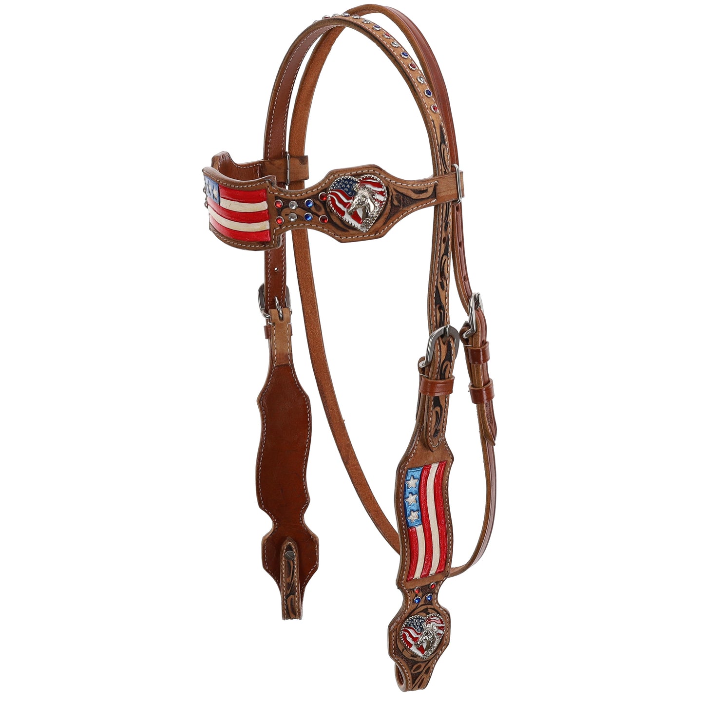 Showman Painted American Flag Browband Headstall and Breastcollar Set 7026