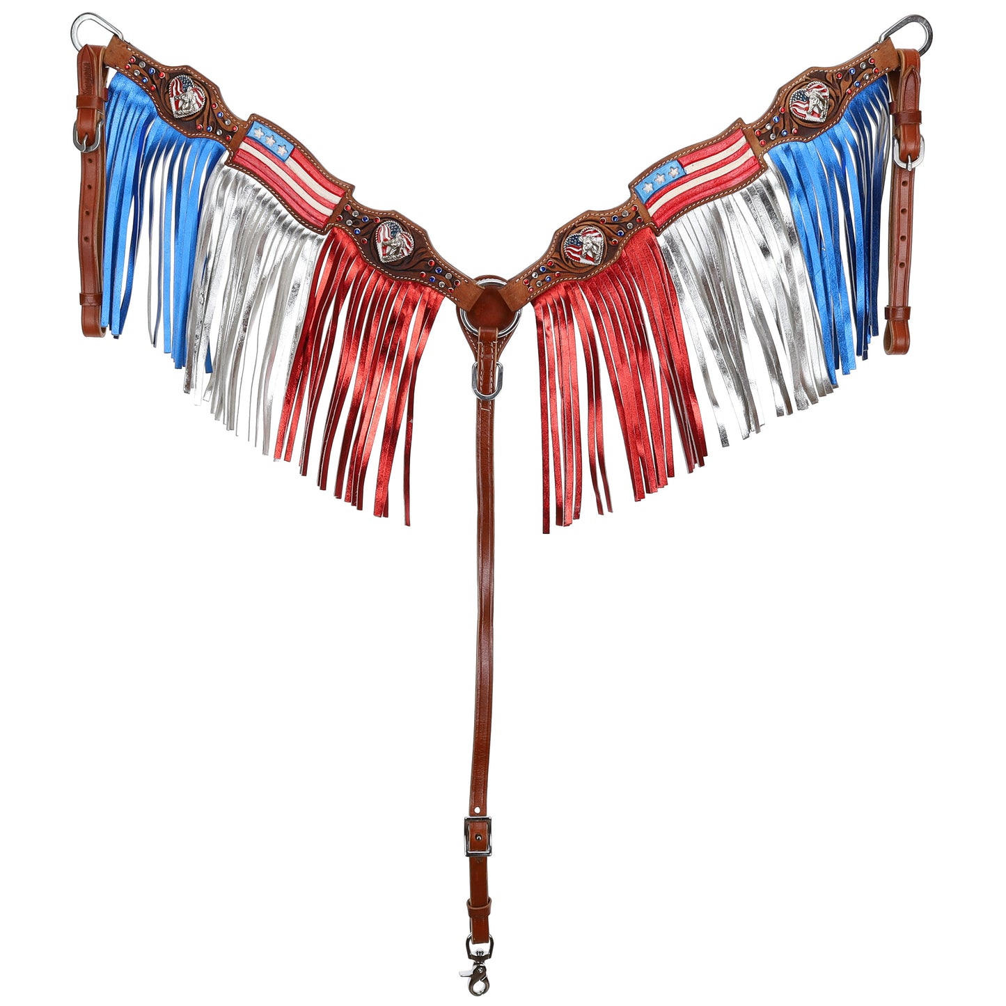 Showman Painted American Flag Browband Headstall and Breastcollar Set 7026