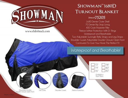 Showman Blue on Black 1680 Denier Turnout Blanket