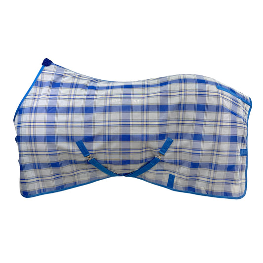 Showman 1000D Royal Blue Plaid Mesh Fly Sheet 75283