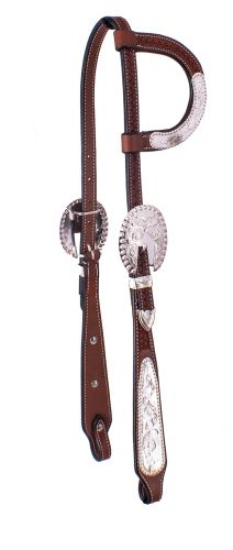 Showman Argentina cow leather single ear headstall with engraved SS 9049