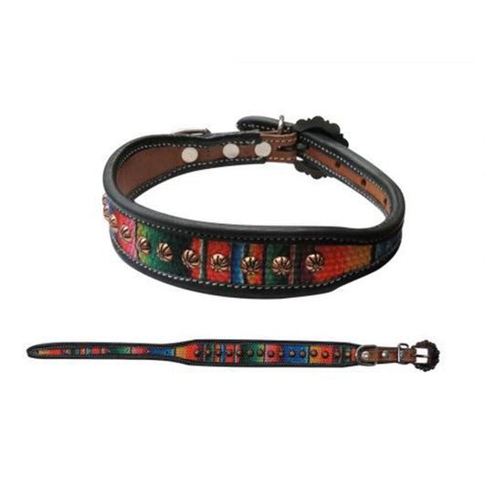 Showman Couture Embroidered serape design dog collar with copper buckle DC-05