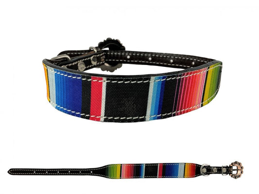 Showman Couture Dark oil leather southwest dog collar DC-109