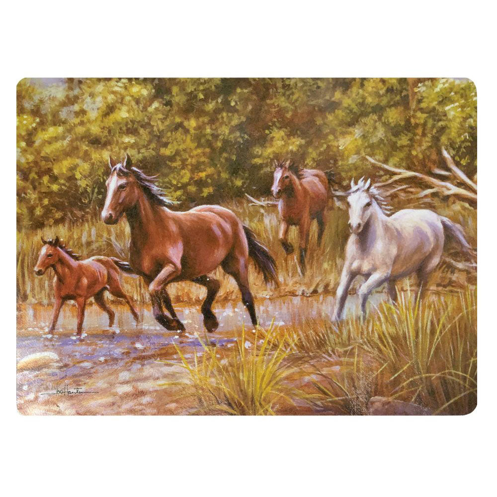 Tempered Glass Cutting Board - Horses at the Crossing HB-3054-06