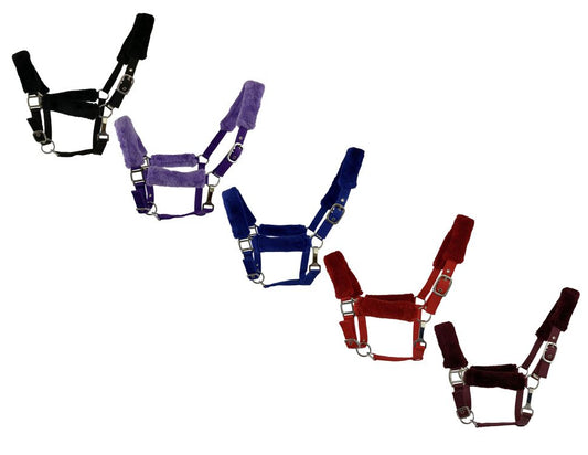 Fleece Covered Nylon halter with crown adjustment and throat snap 6669X