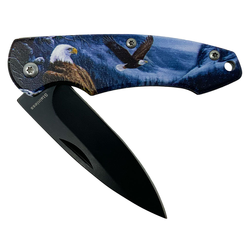 Winged Warrior Drop Point Stainless Steel Folding Knife KN-1886E