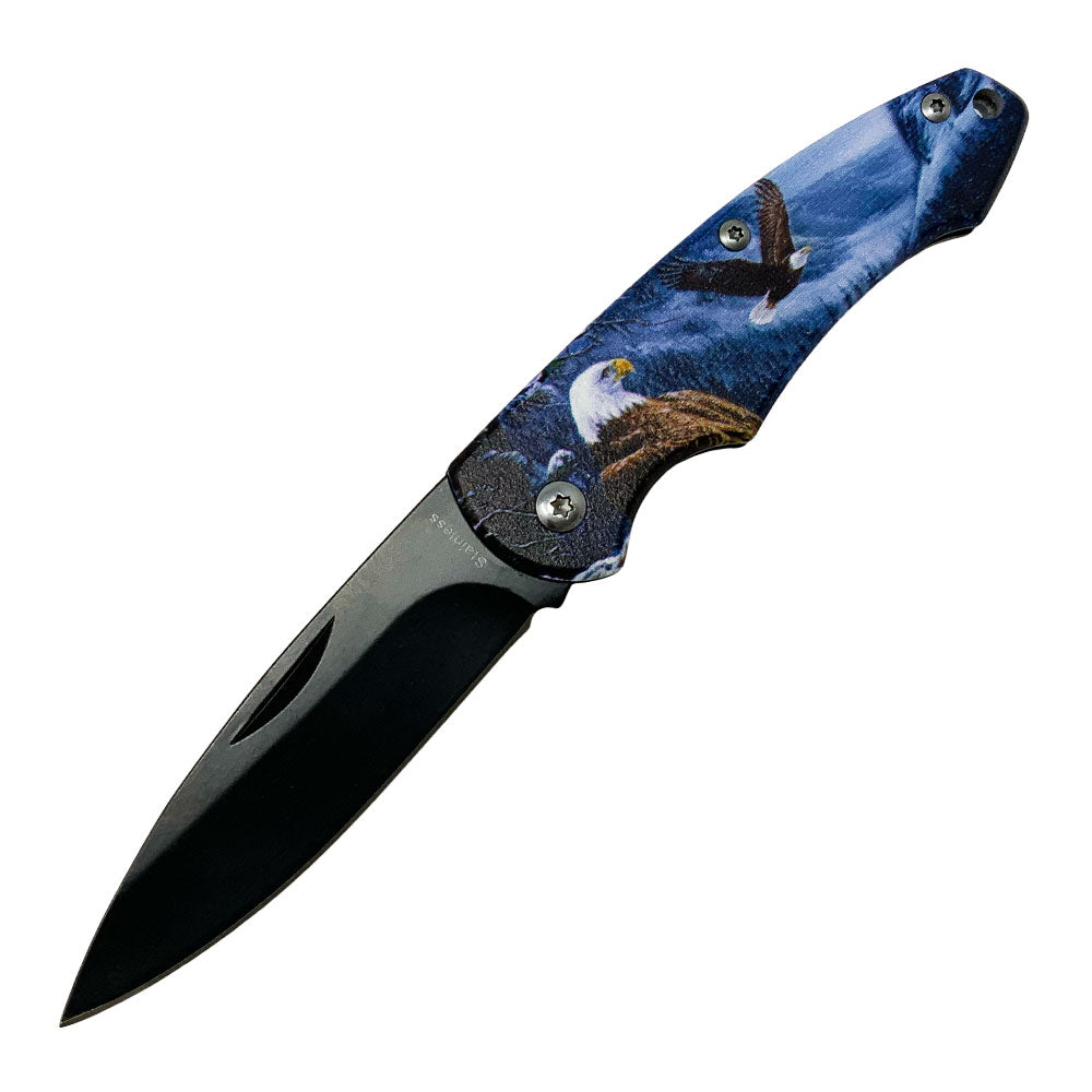 Winged Warrior Drop Point Stainless Steel Folding Knife KN-1886E