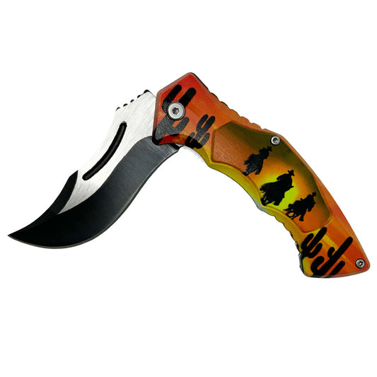 Sunset Cowboys Stainless Steel Folding Knife KN-2015A