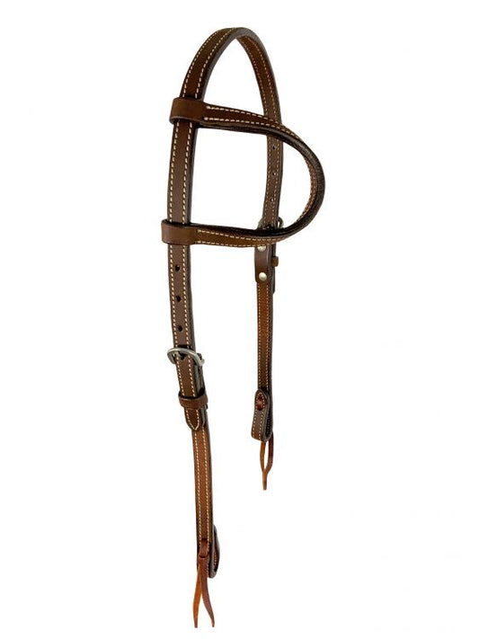 Showman Argentina cow leather single ear headstall with white stitching detail M-504