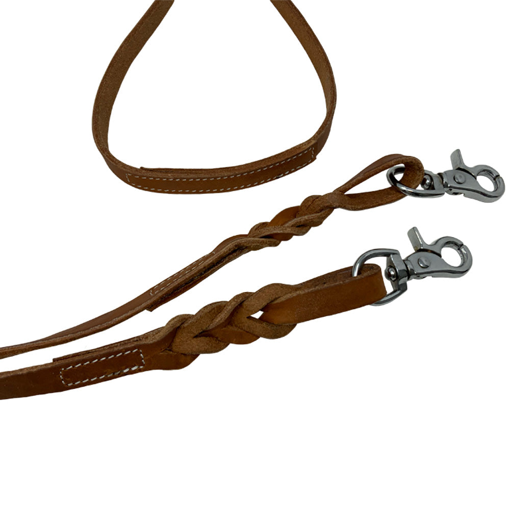 Showman Twist Braid Argentina Cow Leather Contest Reins N-348