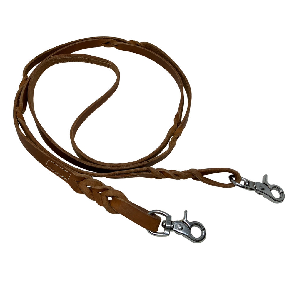 Showman Twist Braid Argentina Cow Leather Contest Reins N-348