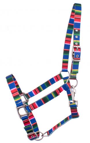 Showman Premium Nylon Horse Sized Halter with serape design. AVERAGE HORSE SIZE 800-1100LBS SS-05