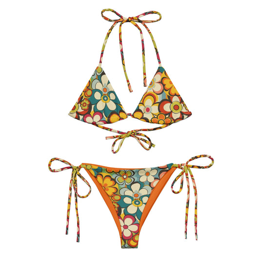 Yeehaw Woodstock Retro Floral String Bikini