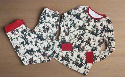 Original Cowboy Christmas Pajamas | Western Family Matching PJs | Adult Cowboy Santa Christmas Pajamas | Holiday Family Sleepwear