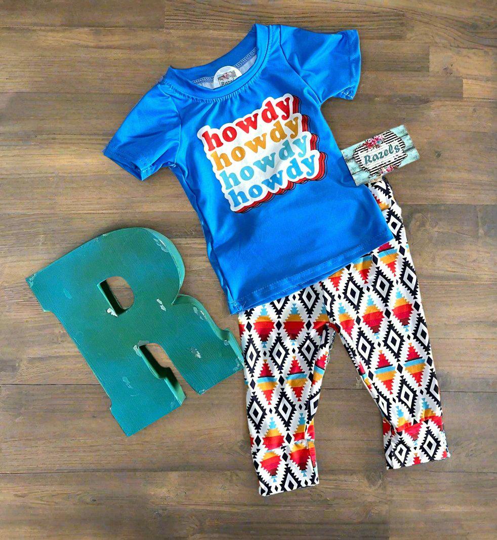 Kids Aztec Pants & Howdy T-Shirt, Retro Howdy